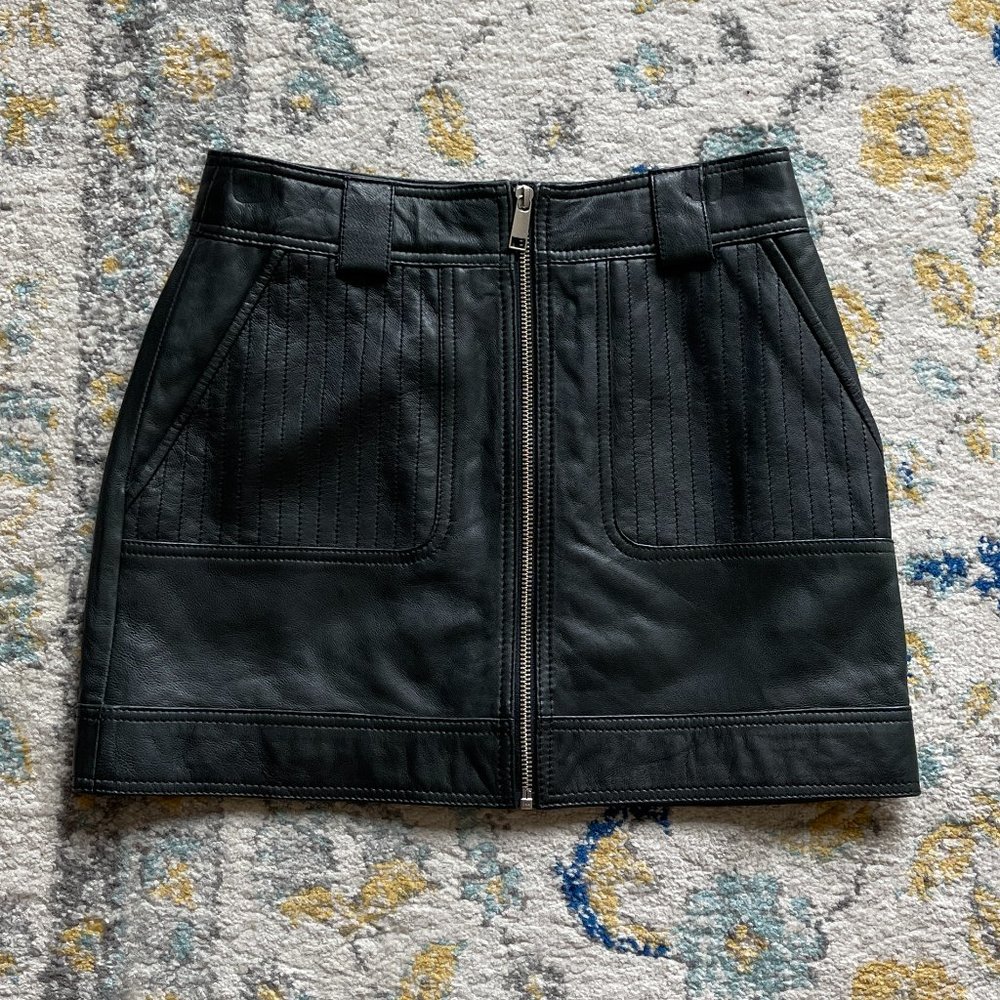 Topshop Black Leather Skirt